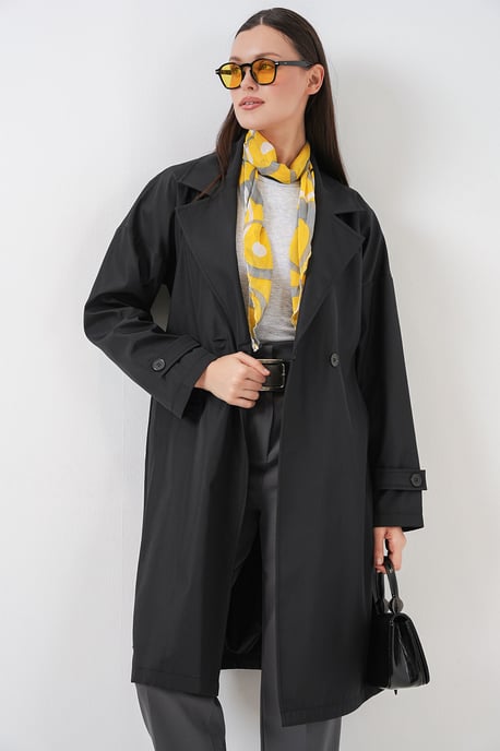 Gegürteter Langer Trenchcoat mit Jackenkragen - Image 6