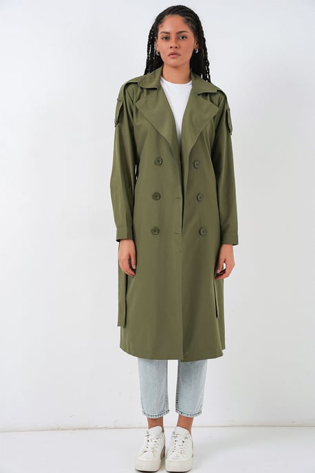 Langer Doppelreihiger Trenchcoat - Image 2