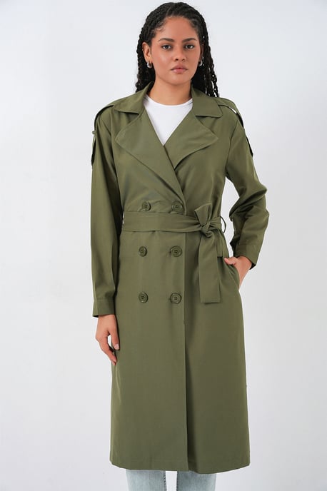 Langer Doppelreihiger Trenchcoat - Image 3