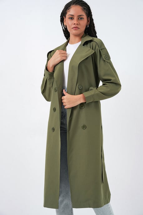 Langer Doppelreihiger Trenchcoat - Image 4