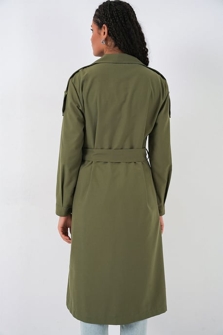 Langer Doppelreihiger Trenchcoat - Image 6