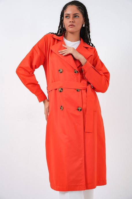 Doppelreihiger langer Trenchcoat - Image 3
