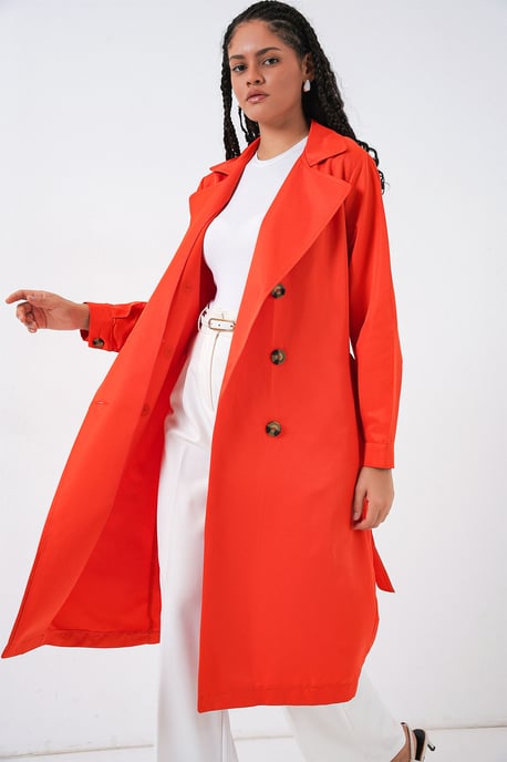 Doppelreihiger langer Trenchcoat - Image 4