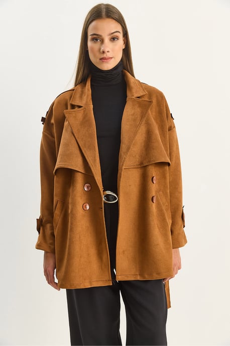 Oversize Kunstwildleder-Trenchcoat - Image 2