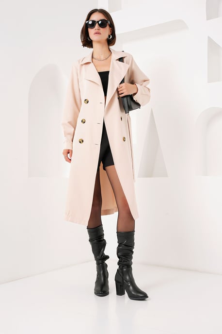 Doppelt gefütterter langer Trenchcoat - Image 4