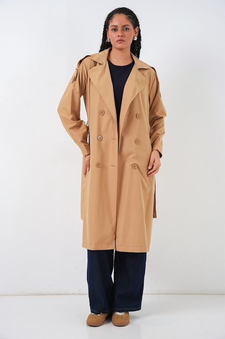 Langer Doppelreihiger Trenchcoat - Image 2