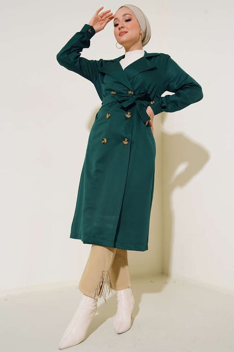 Doppelreihiger langer Trenchcoat - Image 2