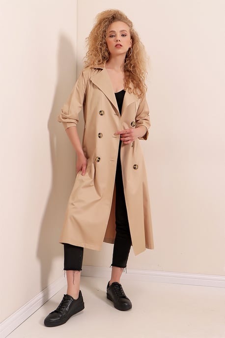 Doppelt gelegter langer Trenchcoat - Image 2