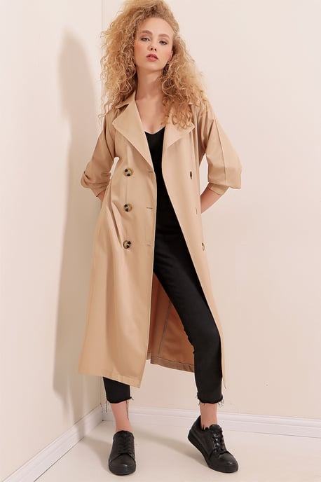 Doppelt gelegter langer Trenchcoat - Image 3