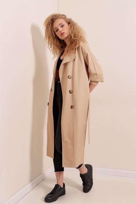 Doppelt gelegter langer Trenchcoat - Image 4