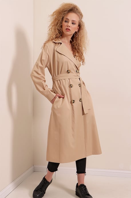 Doppelt gelegter langer Trenchcoat - Image 5