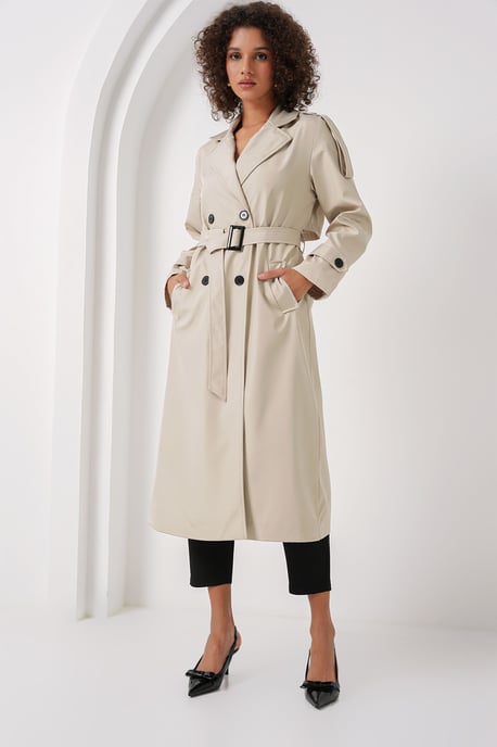 Doppelt gelegter langer Trenchcoat - Image 2