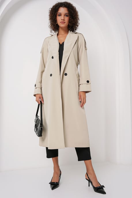 Doppelt gelegter langer Trenchcoat - Image 3