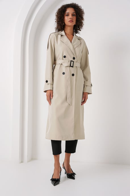Doppelt gelegter langer Trenchcoat - Image 4