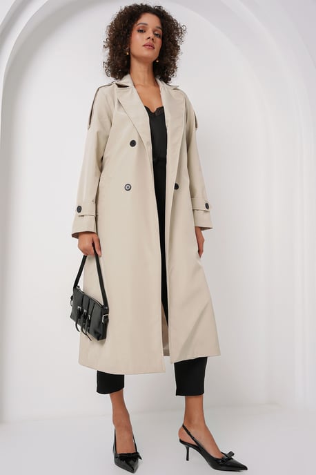 Doppelt gelegter langer Trenchcoat - Image 5