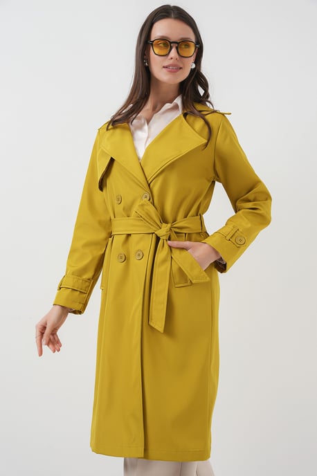 Doppelreihiger langer Trenchcoat - Image 3