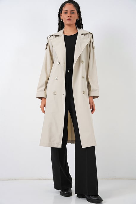 Langer doppelt knöpfbarer Trenchcoat - Image 2