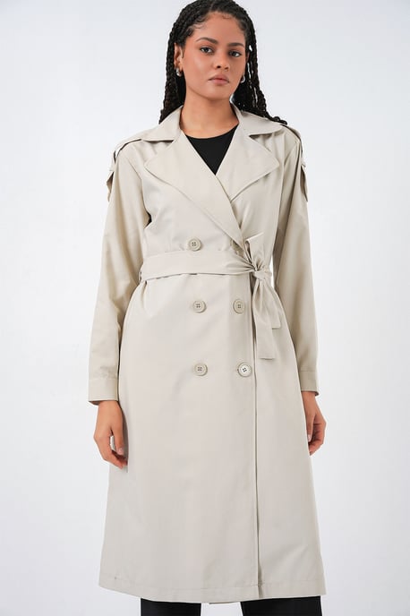 Langer doppelt knöpfbarer Trenchcoat - Image 3