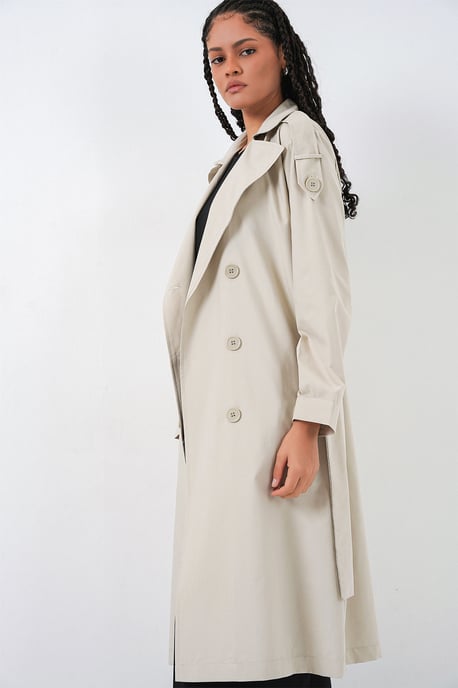 Langer doppelt knöpfbarer Trenchcoat - Image 4