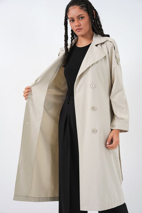 Langer doppelt knöpfbarer Trenchcoat - Image 5