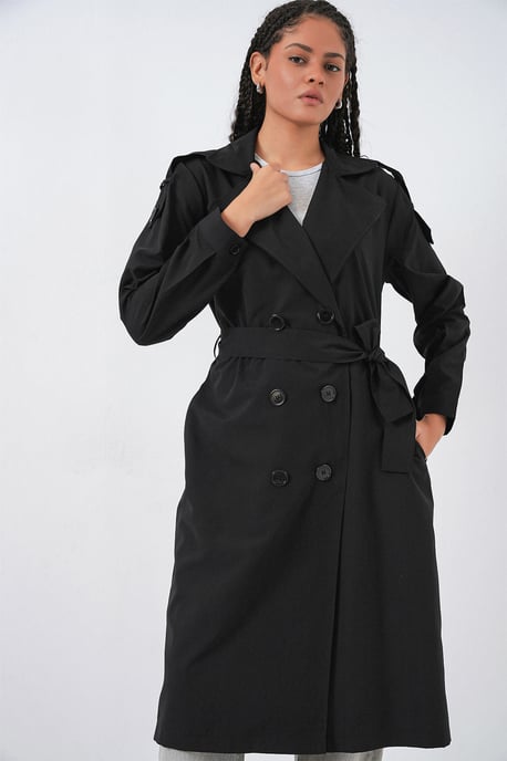 Langer Doppelreihiger Trenchcoat - Image 1