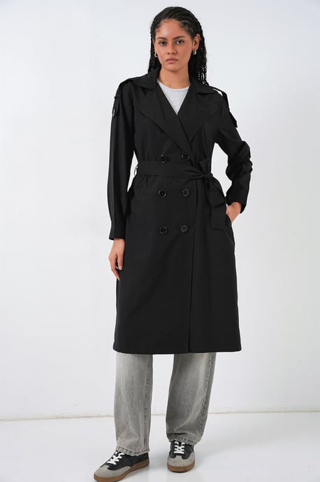 Langer Doppelreihiger Trenchcoat - Image 2