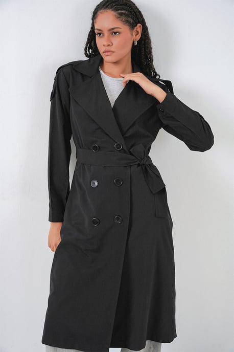 Langer Doppelreihiger Trenchcoat - Image 3