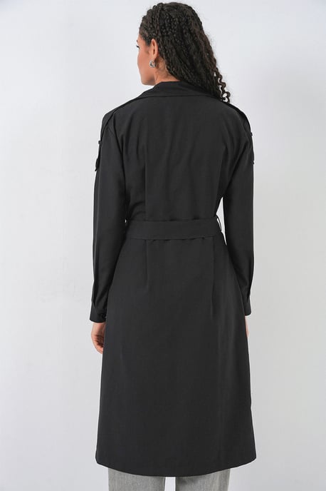 Langer Doppelreihiger Trenchcoat - Image 5