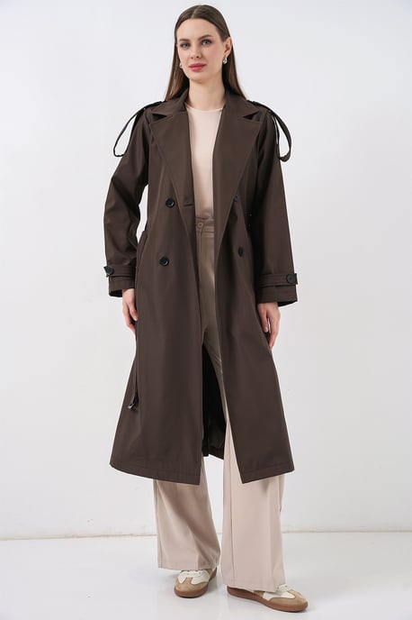 Doppelt gelegter langer Trenchcoat - Image 2