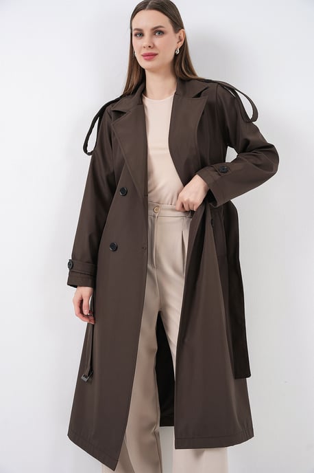 Doppelt gelegter langer Trenchcoat - Image 3