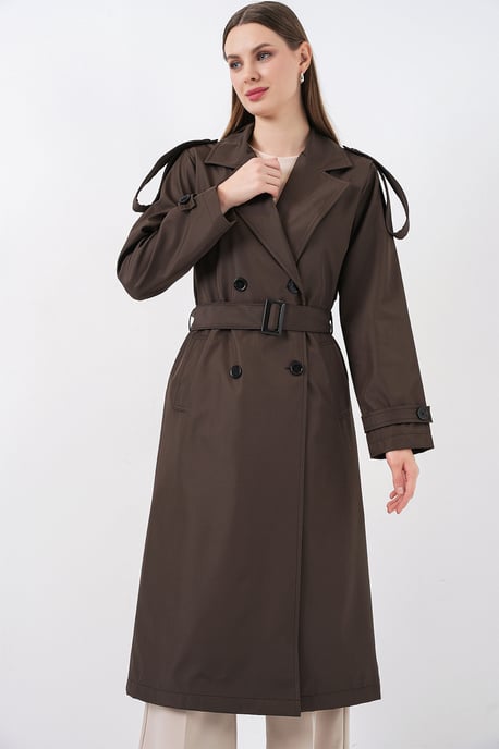 Doppelt gelegter langer Trenchcoat - Image 4