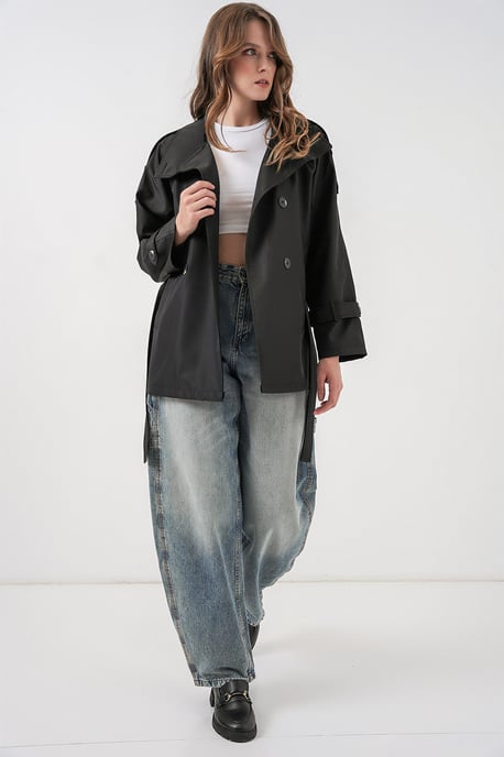 Regulär Fit Trenchcoat mit Kragenjacke - Image 2