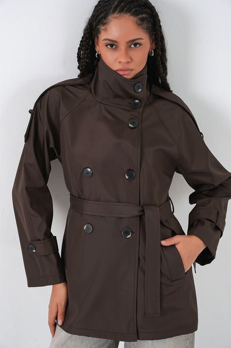 Regelmäßiger Schnitt Trenchcoat mit Reverskragen - Image 1