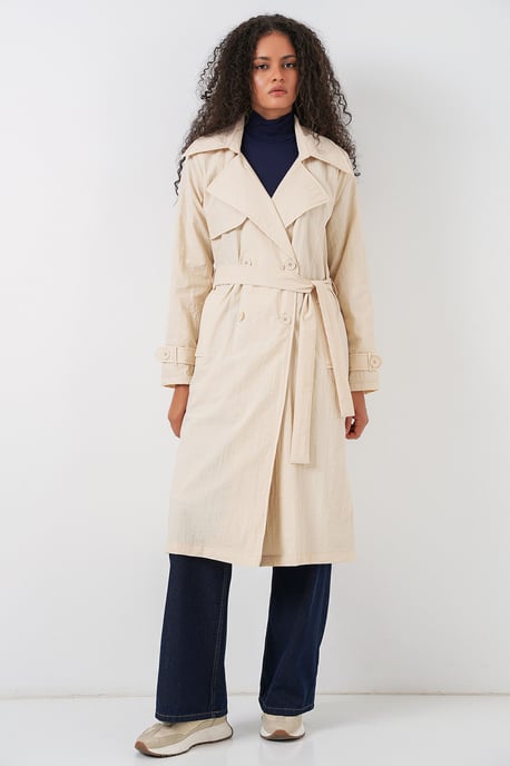 Doppelreihiger langer Trenchcoat mit Taschen - Image 2