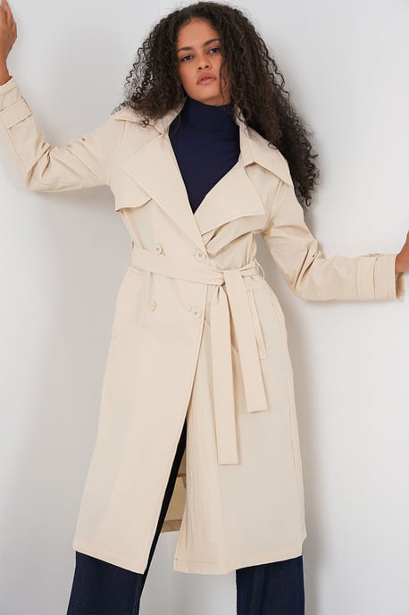 Doppelreihiger langer Trenchcoat mit Taschen - Image 3