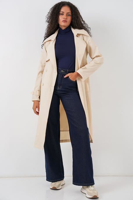 Doppelreihiger langer Trenchcoat mit Taschen - Image 4