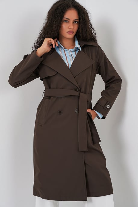 Doppelreihiger langer Trenchcoat - Image 1