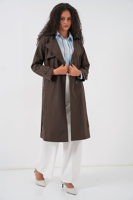 Doppelreihiger langer Trenchcoat - Image 2