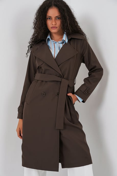 Doppelreihiger langer Trenchcoat - Image 4