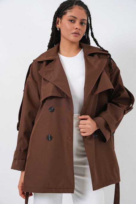Doppelreihiger Knopf-Trenchcoat - Image 3