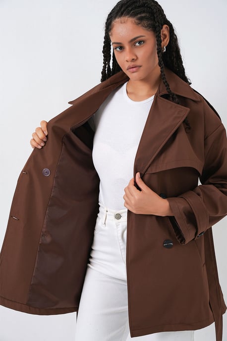 Doppelreihiger Knopf-Trenchcoat - Image 5