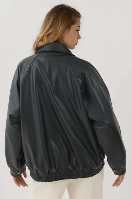 Oversized Kunstlederjacke mit Taschen - Image 2