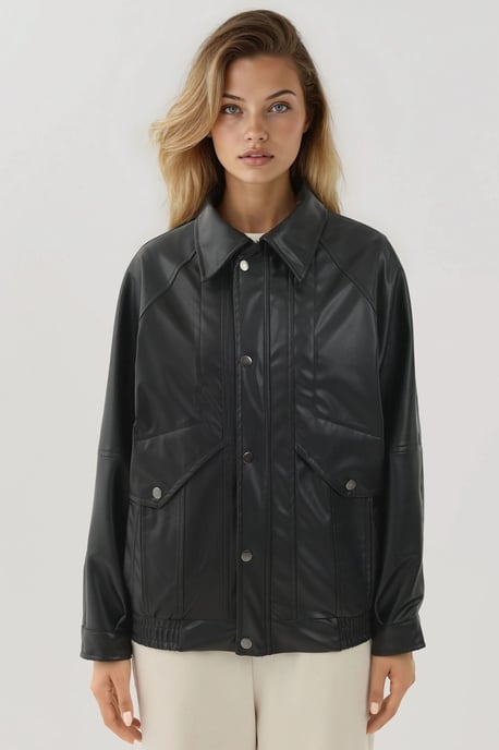 Oversized Kunstlederjacke mit Taschen - Image 5