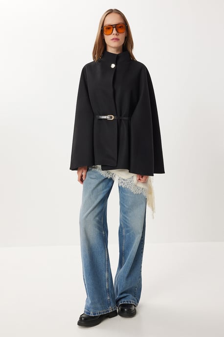 Strukturierter Poncho mit Gürtel - Image 1