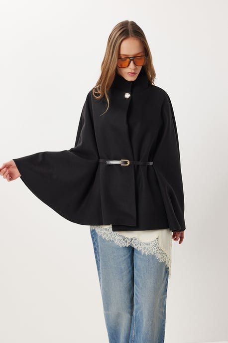 Strukturierter Poncho mit Gürtel - Image 2