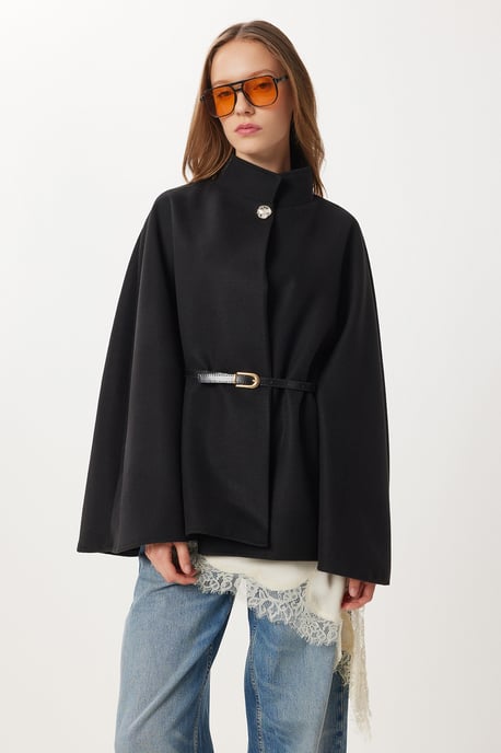 Strukturierter Poncho mit Gürtel - Image 3