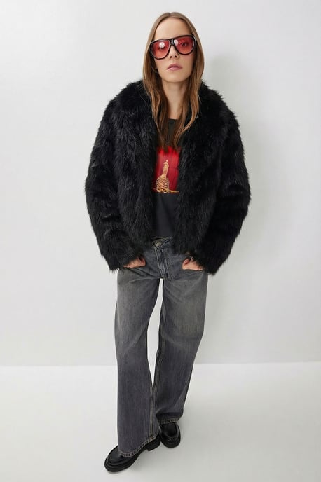 Faux-Fur-Schalkragenjacke - Image 1