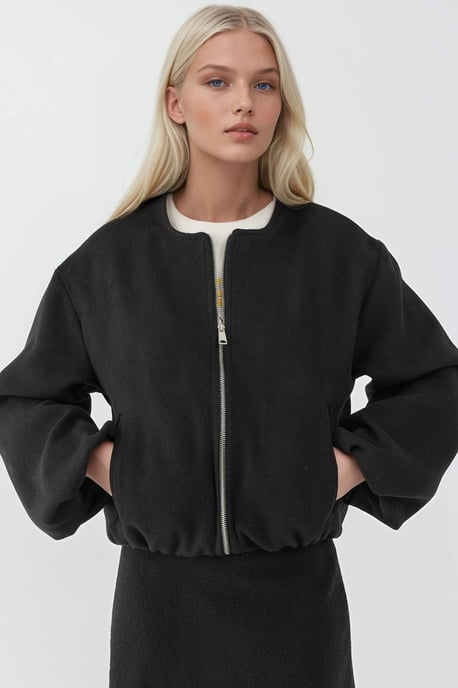 Oversized Strick Bomberjacke mit durchgehendem Reißverschluss - Image 3