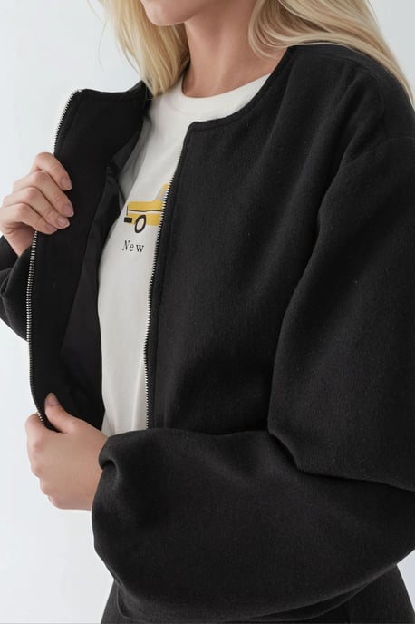 Oversized Strick Bomberjacke mit durchgehendem Reißverschluss - Image 5