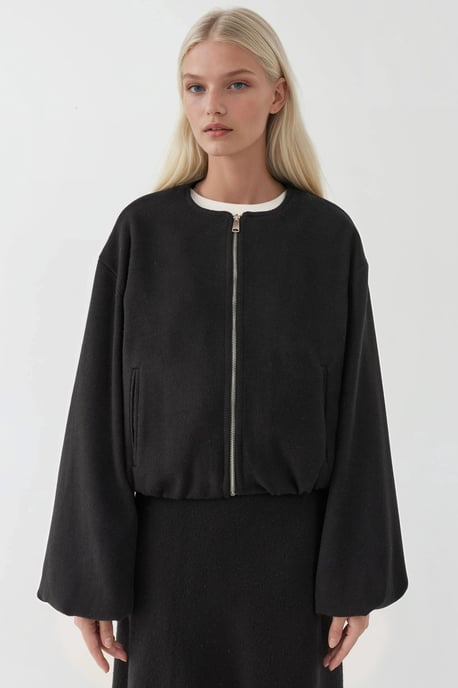 Oversized Strick Bomberjacke mit durchgehendem Reißverschluss - Image 6